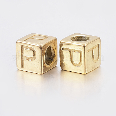 Европейские бусины с большими отверстиями из нержавеющей стали 304 X-STAS-H428-01G-P-1