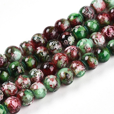 Выпечка окрашенные стеклянные бусины пряди DGLA-N003-4mm-A09-1