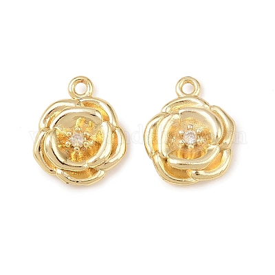 Латунные микропаве прозрачные кубические циркониевые подвески KK-G544-07G-01-1
