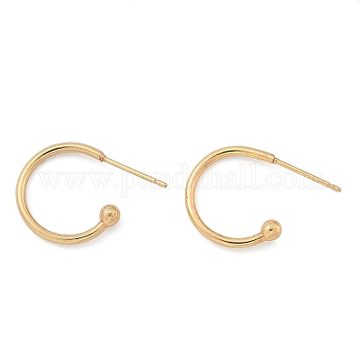 Серьги-гвоздики из нержавеющей стали 304 в форме кольца с круглым шариком X-STAS-K204-04G-1