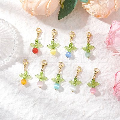 9 шт. круглые подвески в виде кошачьего глаза HJEW-JM03550-1