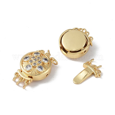 Покрытие стойки латунь микро паве прозрачный кубический цирконий застежки коробки KK-G494-10G-1