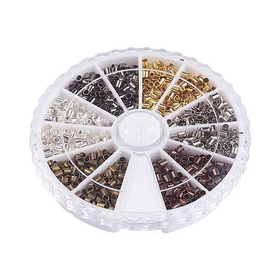 1 коробка 6 цвета латунные обжимные бусины KK-JP0010-03A-1