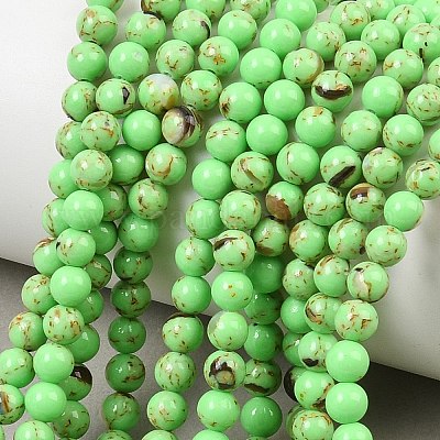 Морские раковины и синтетические бирюзовые нити из бисера в сборе G-G758-02-4mm-1