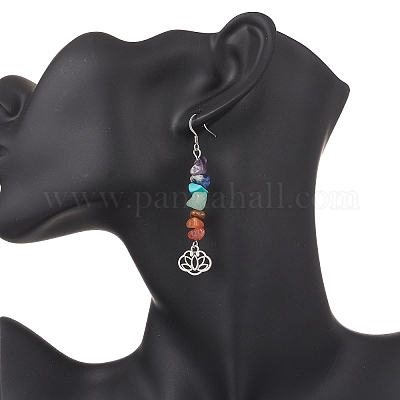 Серьги-подвески с натуральным красным авантюрином EJEW-JE06648-02-1