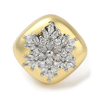 Кольца-манжеты для пальцев из латуни с микропаве из кубического циркония для женщин RJEW-C114-16K-G-1