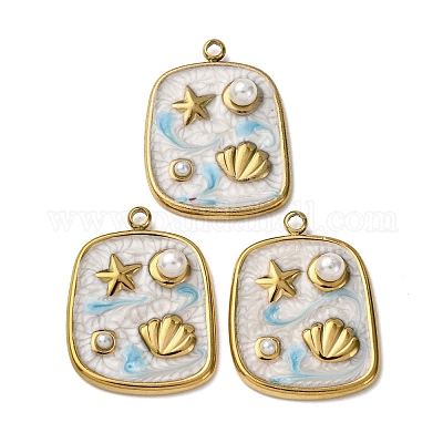 Подвески из нержавеющей стали 304 с эмалью STAS-P406-25B-G-1