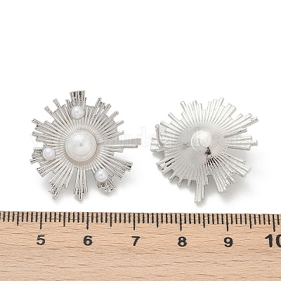 Серьги-гвоздики из латуни из АБС-пластика с искусственным жемчугом EJEW-M082-06P-1