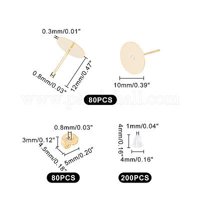 80 шт. фурнитура для сережек-гвоздиков из нержавеющей стали 304 STAS-DC0003-62-1