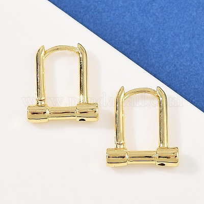 Серьги-кольца из латуни с микропаве из кубического циркония EJEW-B146-01G-1