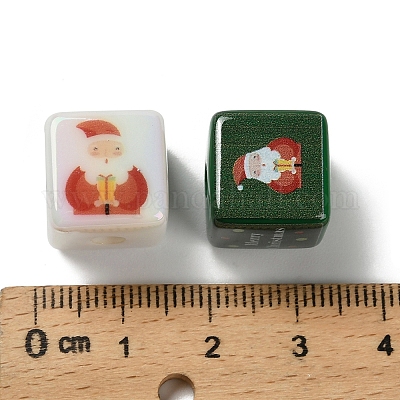 Непрозрачные акриловые бусины с рождественским принтом OACR-D316-02B-1