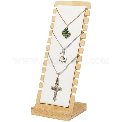 Бамбуковые стенды-органайзеры для ожерелья с наклонной спинкой NDIS-WH20007-01A-01-1