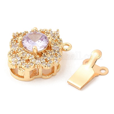 Латунные застежки из прозрачного кубического циркония с микропаве KK-E052-01B-G03-1