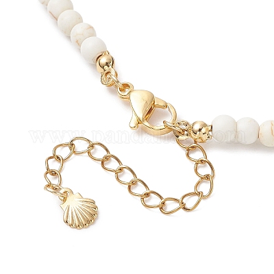 Ожерелье из круглой бусины с подвеской в виде морской звезды из нержавеющей стали 304 NJEW-JN05505-02-1