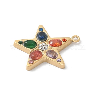 Подвески из нержавеющей стали 304 со стразами STAS-Z122-51G-02-1