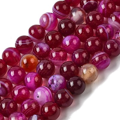 Натуральные полосатые агатовые бусы G-I392-A01-6mm-01-1