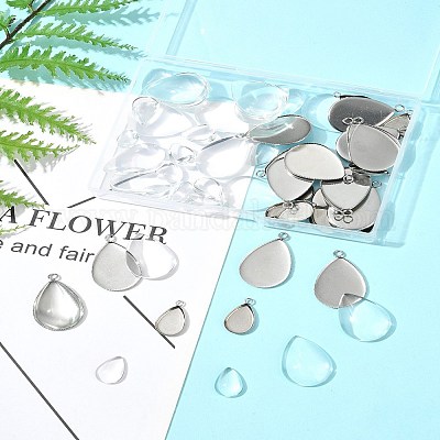 Наборы для самостоятельного изготовления подвески в форме слезы из нержавеющей стали 304 DIY-FS0008-40-1