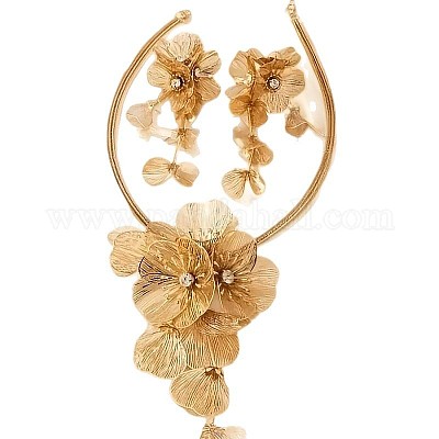 Комплект из ожерелья с подвеской из цветочного сплава и серег-гвоздиков FS-WG8D6F6-01-1