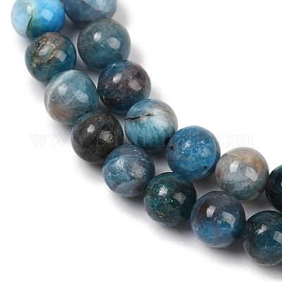 Круглые бусины пряди природного апатита G-K068-02-6mm-01-1