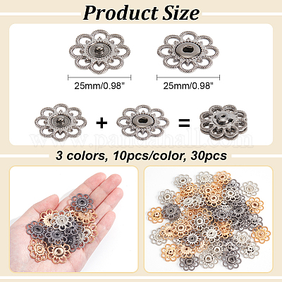 30 шт. 3-х цветные полые кнопки из сплава BUTT-NB0001-76-1