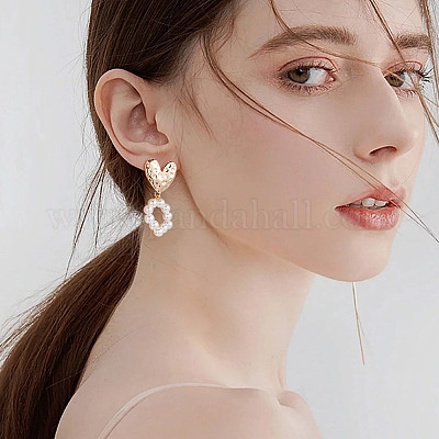 10 шт. фурнитура для сережек-гвоздиков в форме сердца из латуни EJEW-BC0001-14-1