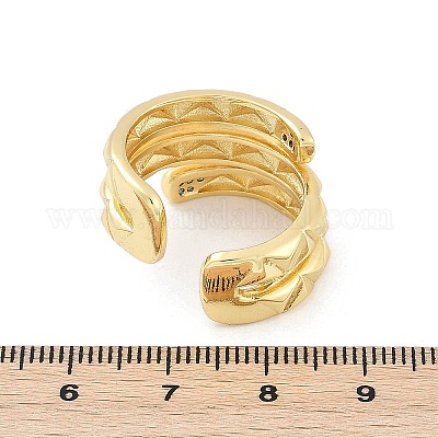 Открытые манжеты из латуни с микропаве и цирконием для женщин RJEW-R011-10G-01-1