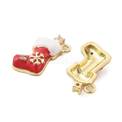 Рождественские тематические латунные подвески с микропаве и кубическим цирконием KK-L228-30A-G-1
