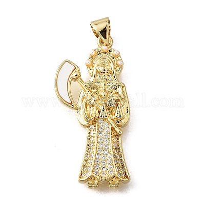 Подвески в форме ракушек из латуни с микропаве и кубическим цирконием KK-D328-06G-1