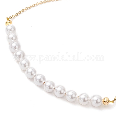 Круглые бусины из ракушек и жемчуга AJEW-AN00707-01-1