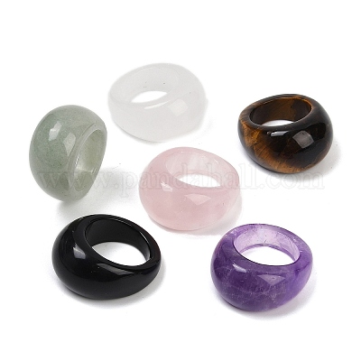 Кольца из натуральных смешанных камней для унисекс RJEW-C128-01-1