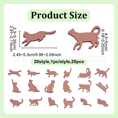 Необработанные деревянные подвески для кошек для живописи FIND-UN0007-66-1