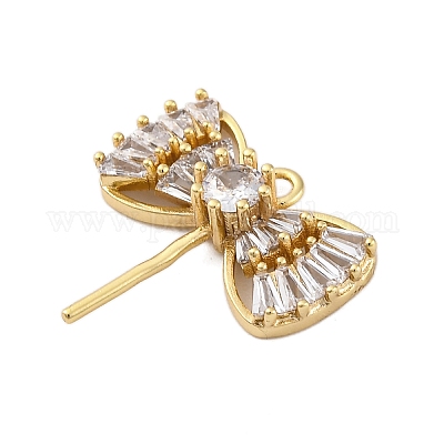 Латунные микро-паве прозрачные кубические цирконии европейские подвески-шармы KK-P289-07G-1