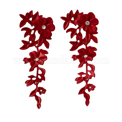 Серьги-гвоздики из цветочного сплава с кристаллами и стразами FS-WG249DC-03-1