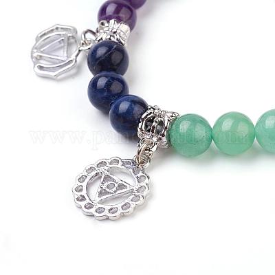 Природных драгоценных камней шарм браслеты BJEW-P179-06-1