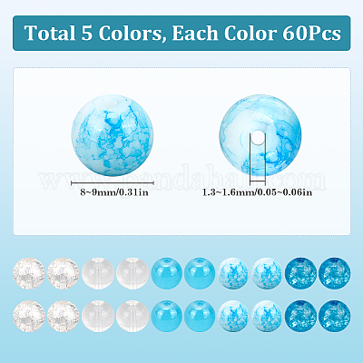 300шт 5 цвета прозрачные стеклянные бусины GLAA-SC0002-42C-1