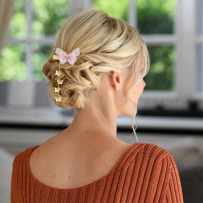 5 пара заколок-бабочк из полиэстера и железа для волос из кожи аллигатора&nbsp;PHAR-FH00002-1