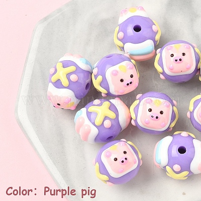 10 шт. расписанный вручную акрил с эмалевыми бусинами MACR-YW0003-28F-1