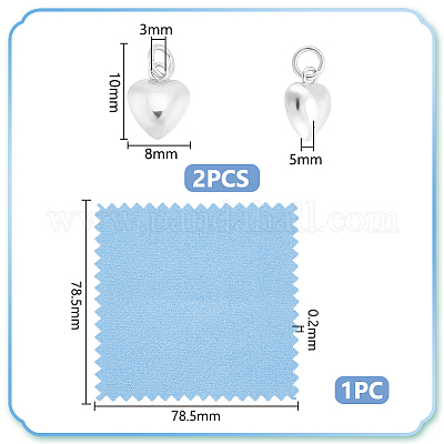 2 шт. 925 подвески в виде объемного сердца из стерлингового серебра с соединительными кольцами STER-UN0001-61S-1