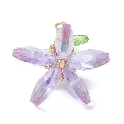 Подвески-цветы из стеклянных бусин ручной работы PALLOY-MZ00742-02-1