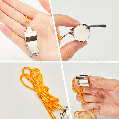 Свисток из нержавеющей стали с веревкой NJEW-CN0001-11B-1