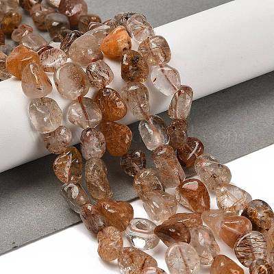 Нити бусин из натурального рутилированного кварца G-P497-01E-78-1