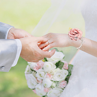 Запястье с имитацией цветка из шелковой ткани AJEW-WH0285-18C-1