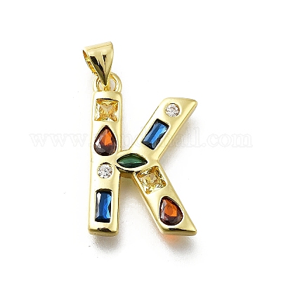 Латунные микропаве прозрачные подвески с фианитом KK-G521-01G-K-01-1