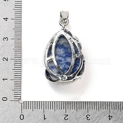 Подвески-капли из яшмы с натуральными голубыми пятнами G-G112-03P-07-1