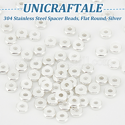100 шт. разделительные бусины из нержавеющей стали 304 STAS-UN0051-49-1