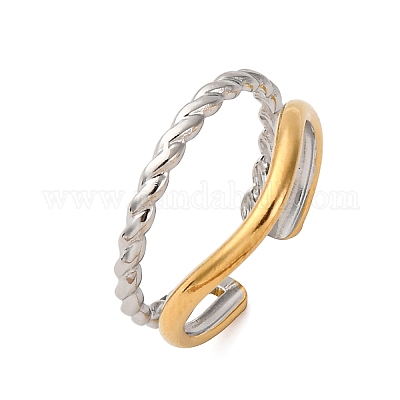 Двухцветные манжетные кольца из нержавеющей стали 304 RJEW-S635-01GP-W-1