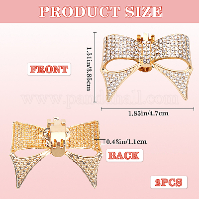 2 шт. украшения для обуви из сплава со стразами в виде банта FIND-CP0002-30B-1