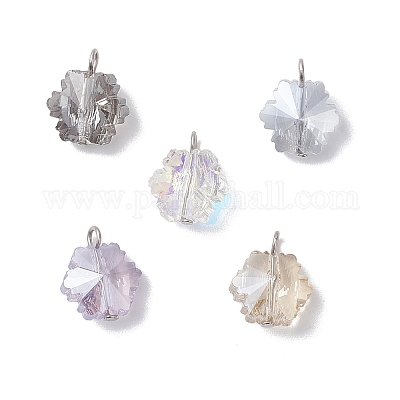 5 шт. 5-цветные подвески-снежинки из гальванического стекла PALLOY-JF04336-02-1