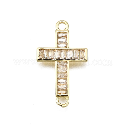 Латунные микро-паве прозрачные кубические цирконии религиозные крестообразные соединители подвески KK-Z100-22G-04-1