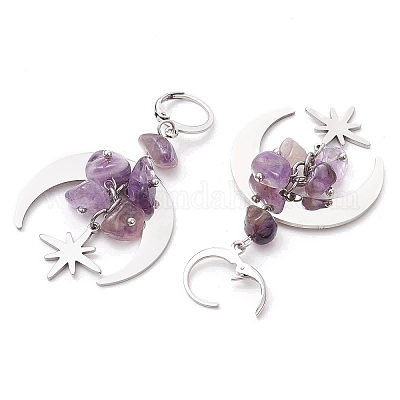 Серьги с застежкой-молнией из натурального смешанного камня EJEW-JE06200-1